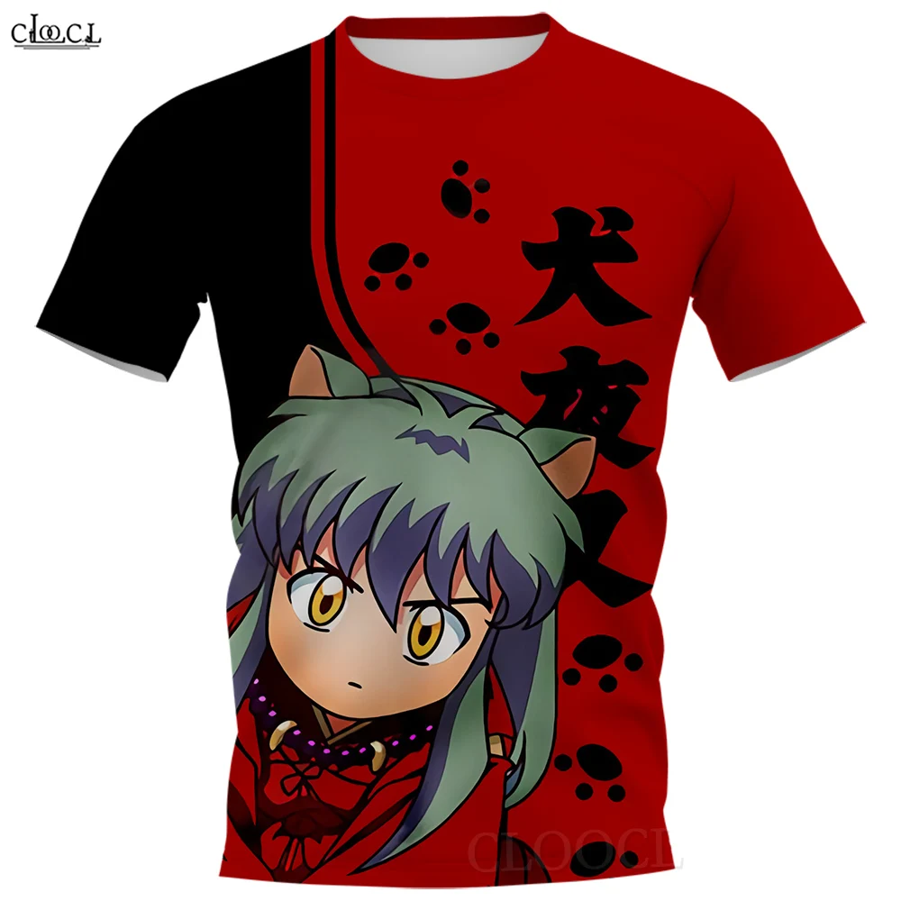 

Мужская футболка CLOOCL с 3D рисунком аниме Inuyasha, женские футболки с коротким рукавом, модная уличная одежда с круглым вырезом, пуловеры, топы