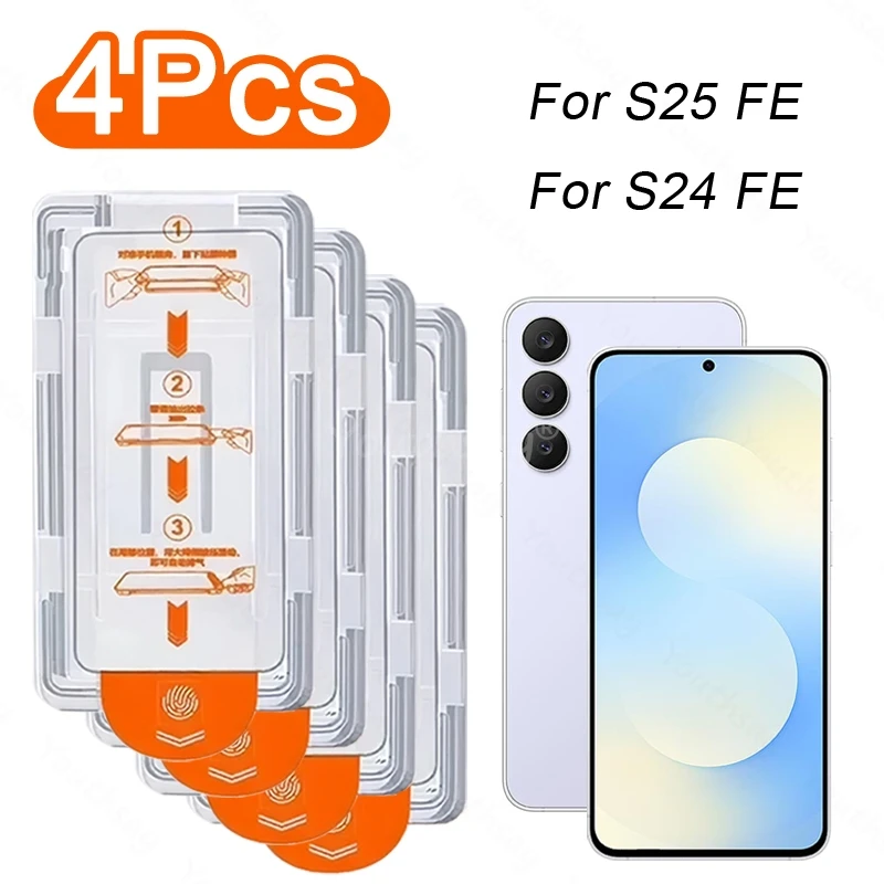 Oleophobe Beschichtung, staubfrei, einfache Installation, Displayschutzglas für Samsung Galaxy S25 FE, S24, S26 FE, gehärtetes Glas. – Detail 1