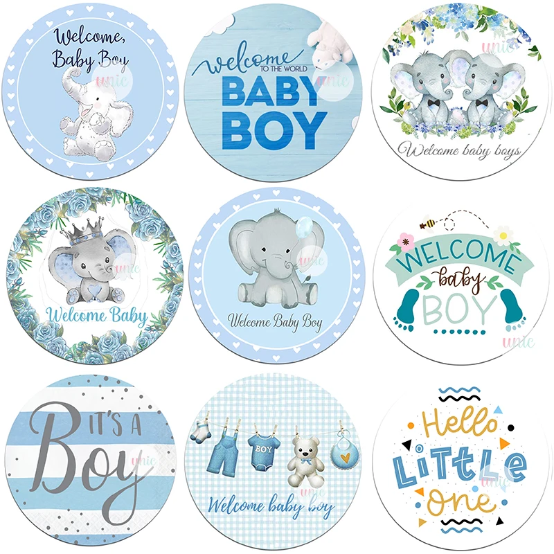 

Welcome Baby Boy Stickers Labels Cute Little One Elephant Decor Stickers Welcome New Born Gender Reveal Baby Shower Decor