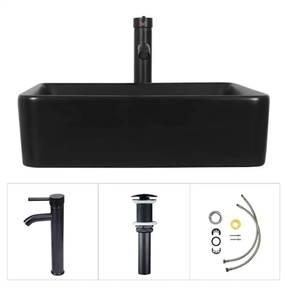 32-Inch Modern Black Bathroom Vanity Set with 4 Drawers and Ceramic Sink Top Easy to Clean and Stylish Includes Faucet Drain