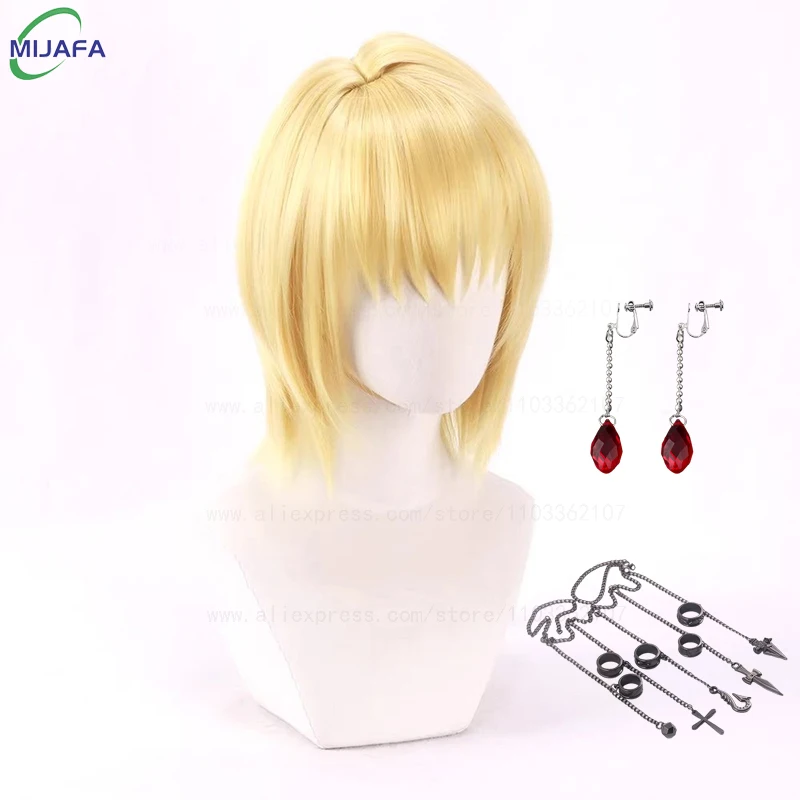 Premium Kurapika Cosplay Wig - Short Light Golden, Heat Resistant Synthetic Hair with Wig Cap