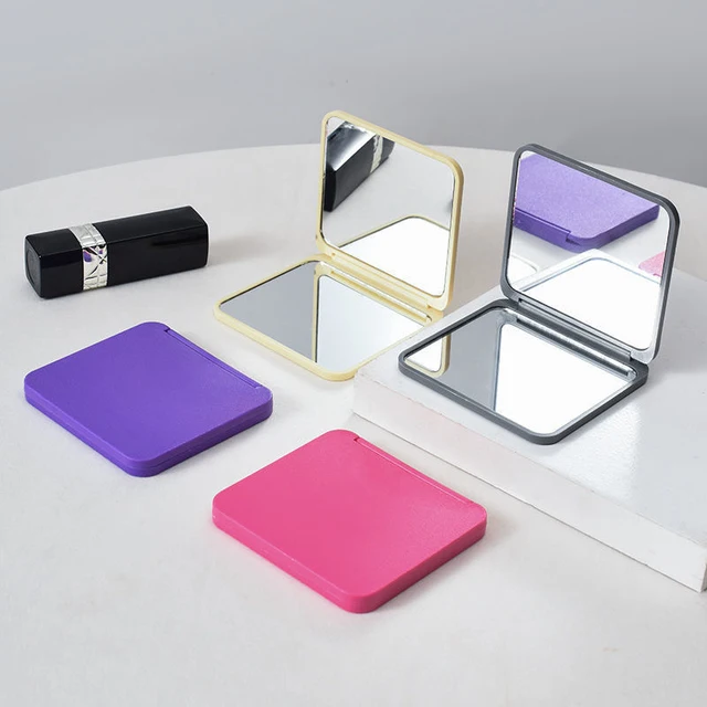 Miroir de maquillage carré portable pour filles, mini miroir à main, poche, double face, compact, plusieurs couleurs, 2 visages, mignon, cadeau 2