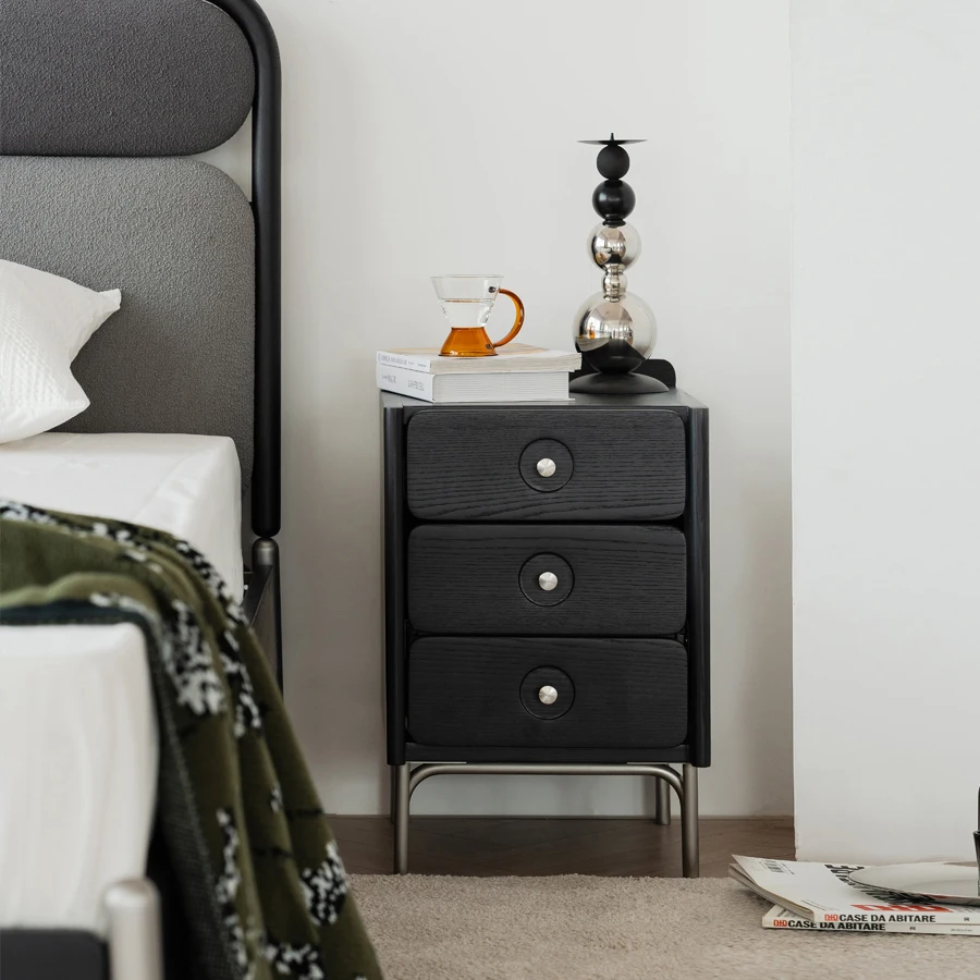 

Narrow Vintage Table Bedside Small Luxury Modern Japanese Style Storage Solid Wood Nightstands Cute Tablo Drawers Furniture