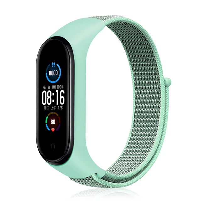 Nylon Strap For xiaomi mi band 6 Bracelet watchband pulsera correa Strap Miband Bracelet Wristband Sport loop Mi band 5 4 3 Blue sea 1