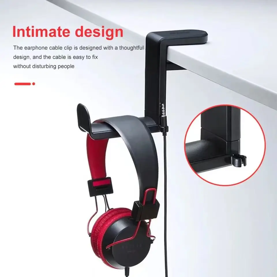 Headphone stand headphone holder Pc Headphone Stand No Punch Table Clip Hook Headphone Holder 360 Degree Rotating Holder Miscellaneous Storage Hanging