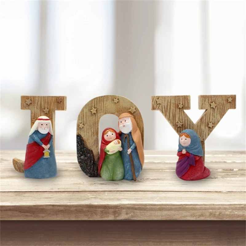 

Jesus Family Sculpture Figure Praying Family "JOY" Set Window Display Housewarming Garden Gift Praying Sympathy Gift