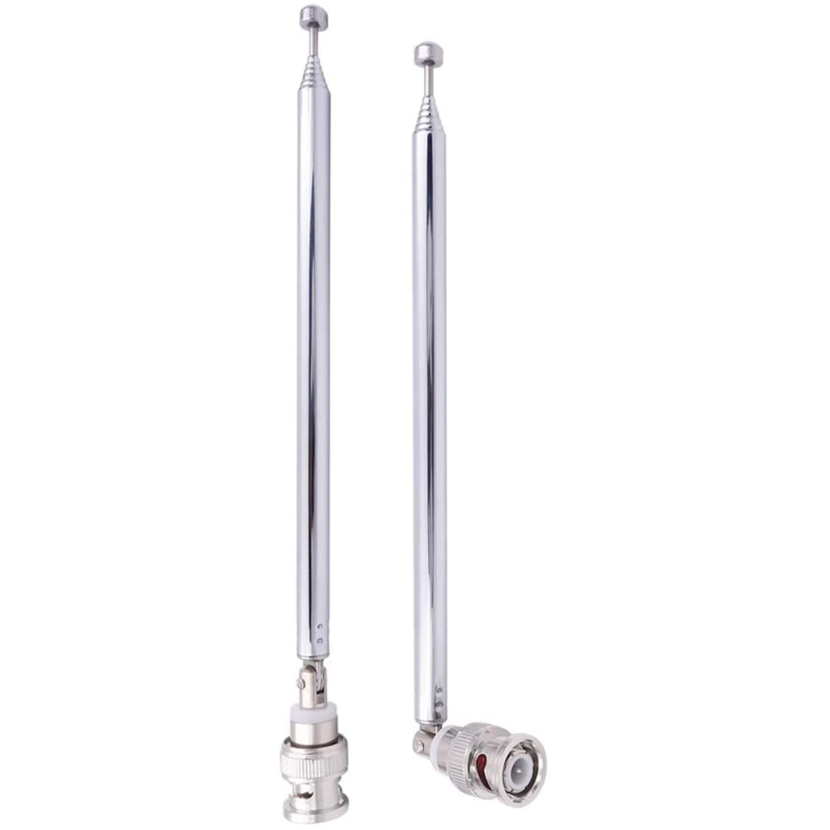 (2 Pack) BNC Radio Antenna with BNC Male Plug Jack Connector Adapter Telescopic Stainless Steel HF VHF UHF Antenna