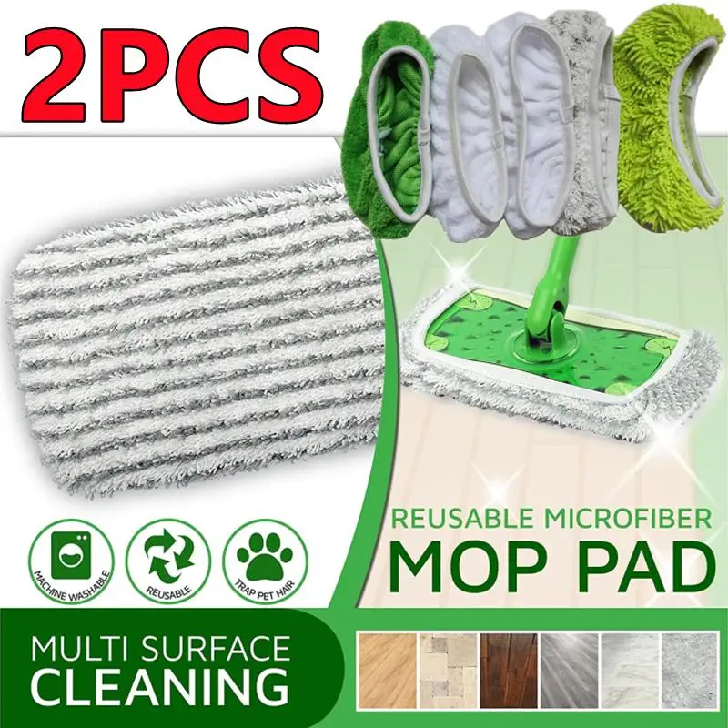 2/1PC Thickened Elastic Band Flat Mop Cloth Coral Fleece/Microfiber/Chenille Replacement Cleaning Pad for Swiffer Sweeper Mop