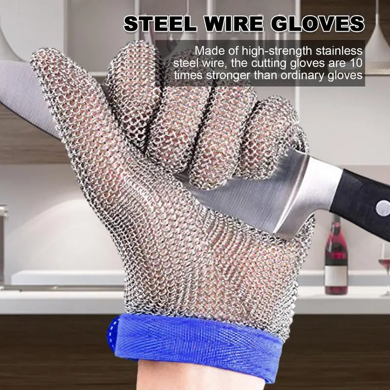 Cut Resistant Gloves Chef Cutting Steel Level 5 Protection Kitchen Safety Anti Cutting Meat Wood Carving Mandolin Slicing