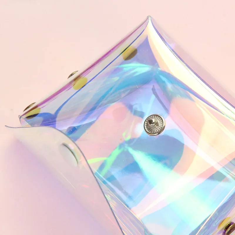 1PC Short Wallet Laser Holographic Coin Purse Women Clear Holder Purse Keys Pouch Earphone Storage Bag
