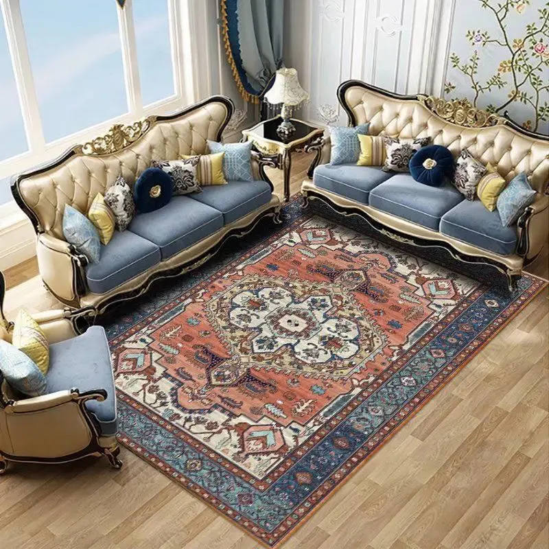 

Nordic Ethnic Style Retro Carpet American Moroccan Living Room Coffee Table for Rug Bedroom Bedside Persian Non-slip Floor Mat