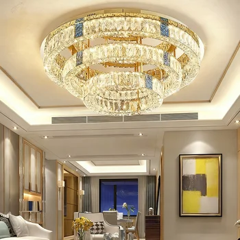 new nordic style crystal ceiling light gold led dimmable ring light for living room bedroom high end home decoration lighting