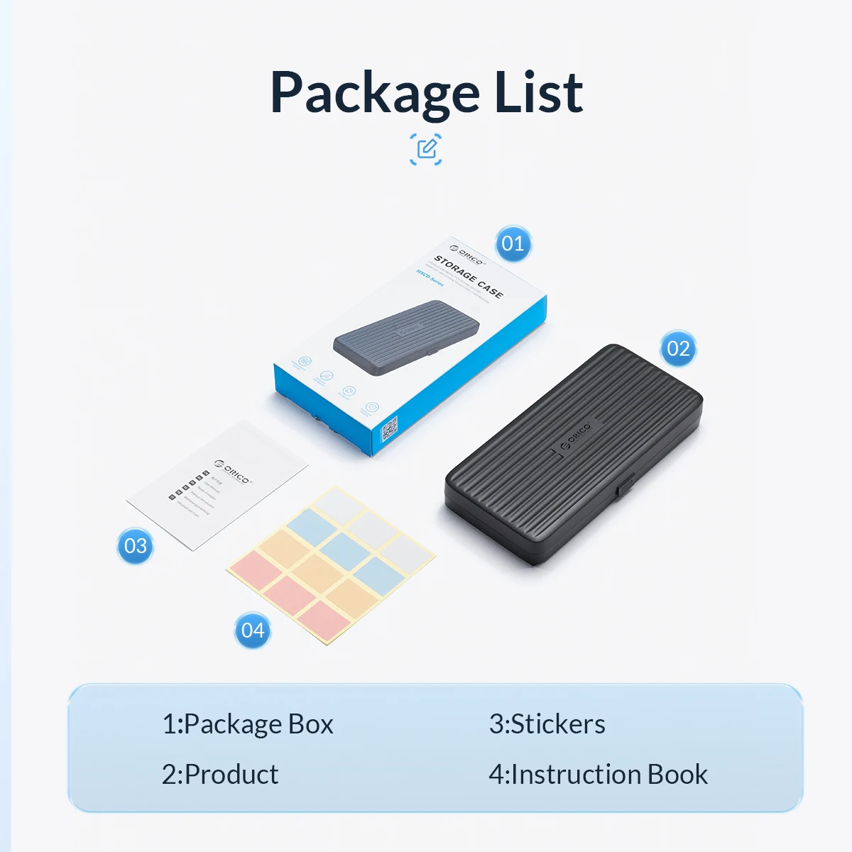 Orico-suporte do Cartão de Memória Micro sd 16 Slots Estojo Protetor para sd cf Micro sd Ssd - Imagem 2