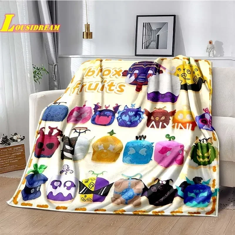 Cartoon game B-blox fruits printed blanket comfortable and beautiful children's blanket sofa sheet travel quilt birthday gift 6
