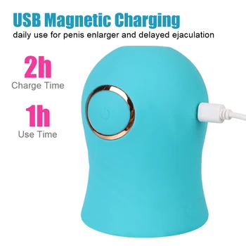 Penis Pump Sucking Vibrator For Men Masturbator Male Glans Exerciser Cock Enlargement Delay Ejaculation Blowjob Sex Toys Erotic 6