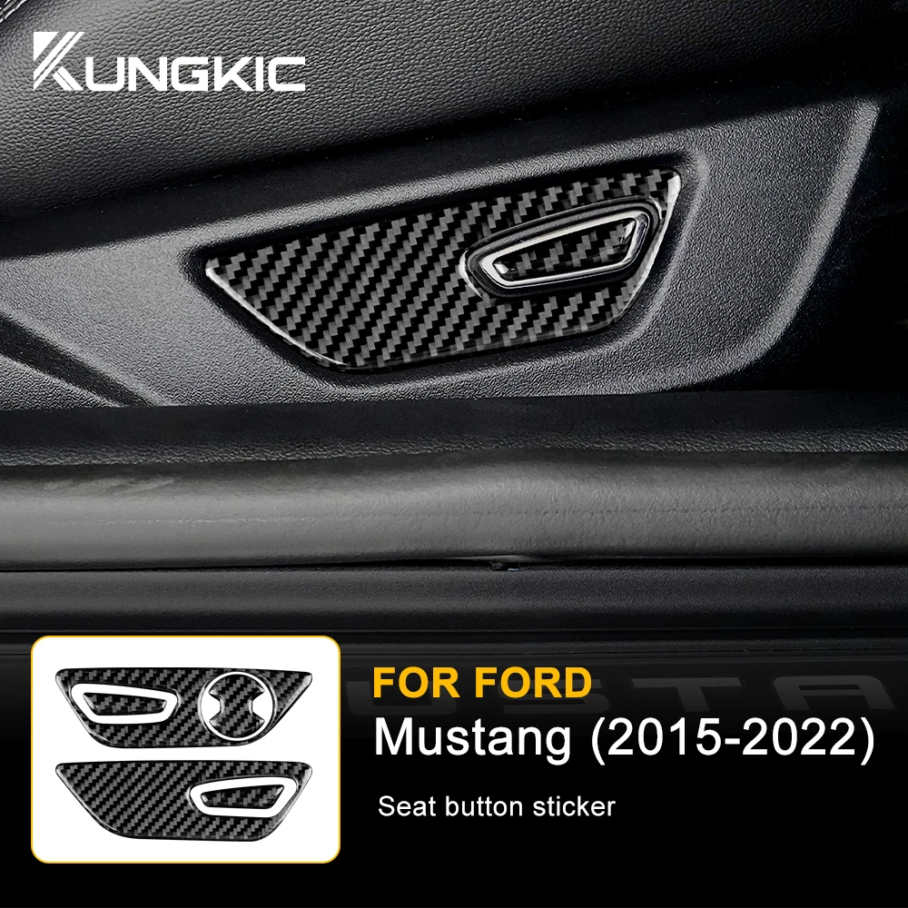 

For Ford Mustang 2015-2018 2019 2020 2021 2022 Ford Mustang Sticker Carbon Fiber Seat Button Sticker Interior Trim Accessories