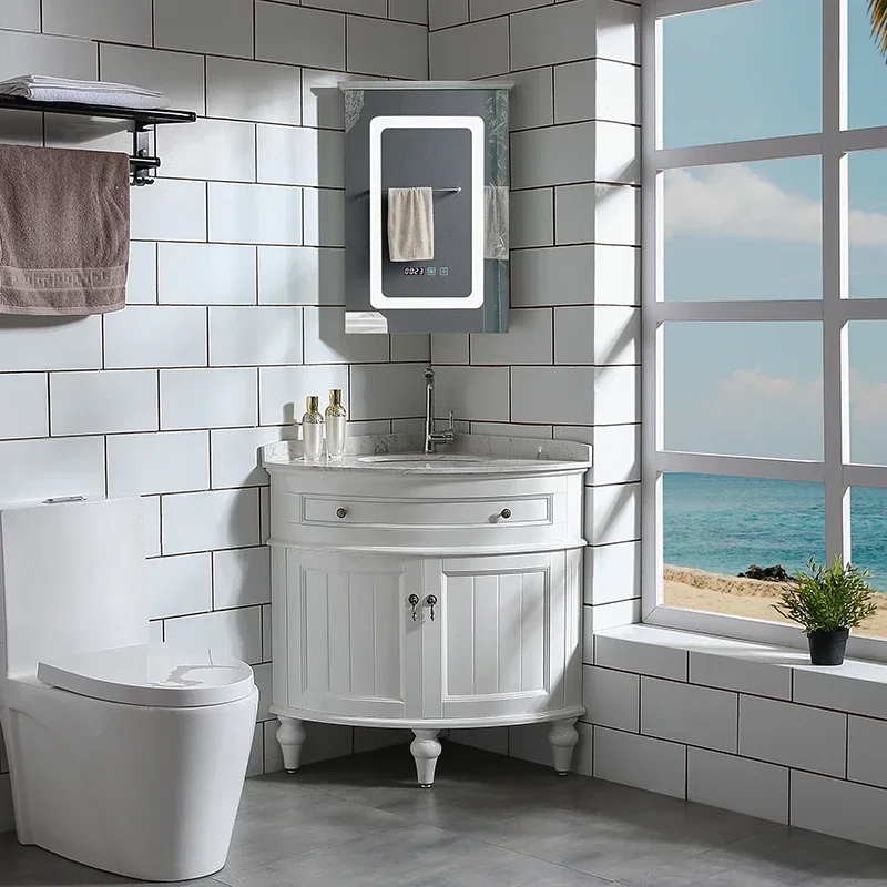 Multifunction Furniture Narrow Bathroom Cabinet Wooden Vanity Sink Storage Open Cabinets Filing Mirrors Shelf Luxury Gabinete