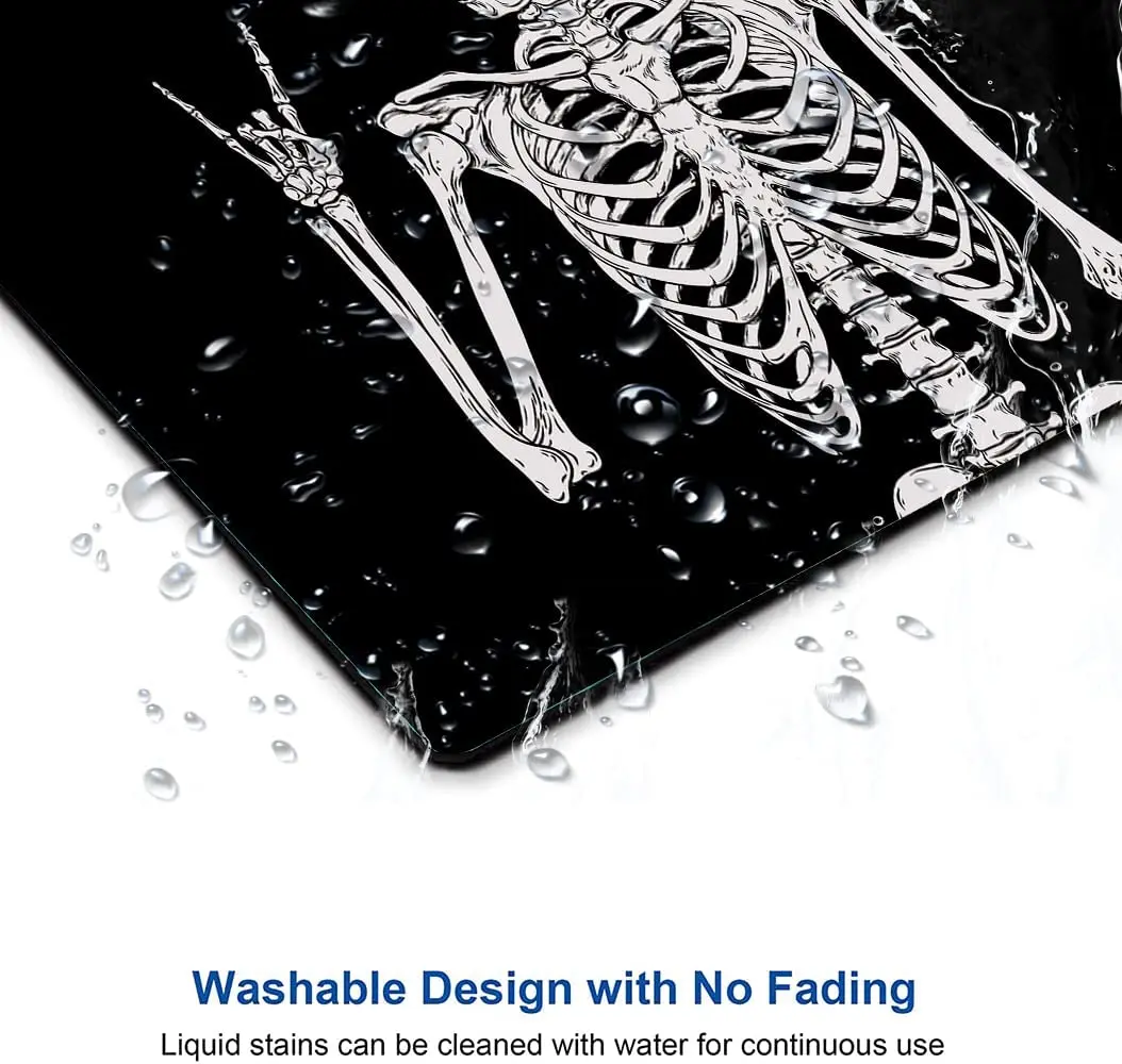 Cool Mouse Pad with Black Human Skeleton Design Premium-Textured Mouse Mat Waterproof Non-Slip Rubber Base for Office Laptop