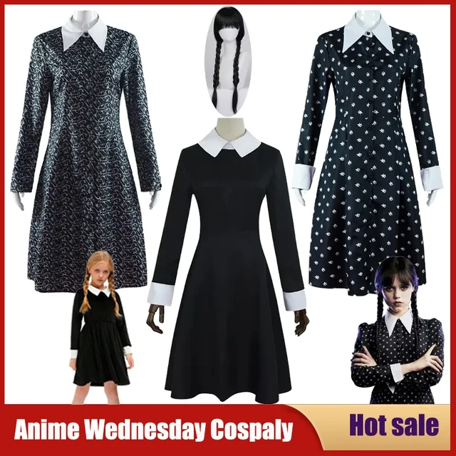 Wednesday Addams Wednesday Cosplay Costume School Uniform Outfits Halloween  Carnival Party Suit For Adult Kids - AliExpress