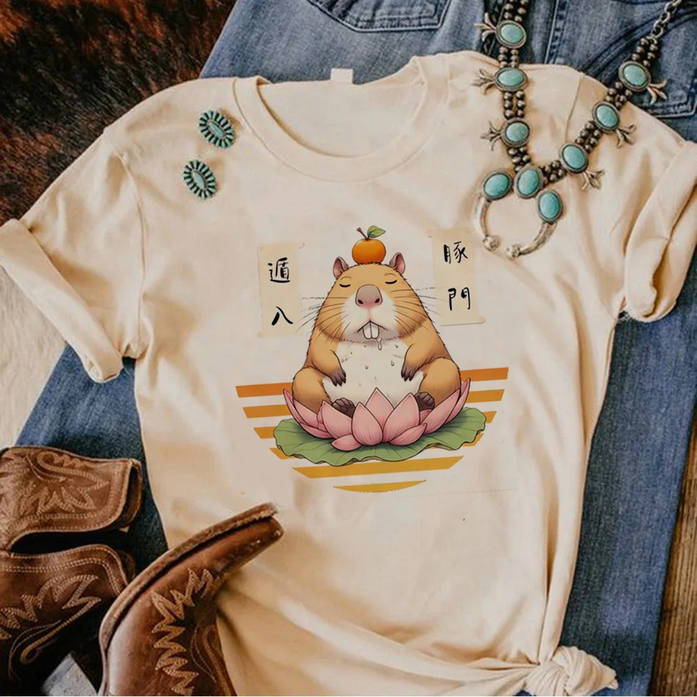 

Женская уличная одежда Аниме капибара, футболка с принтом манга, дизайнерская одежда для девушек