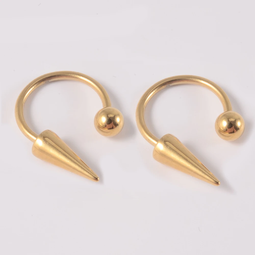 2 stücke Kegel Balll Spike Lip Ringe Septum Ring Edelstahl Hufeisen Nase Piercing Lappen Tragus Helix Ohrringe Körper Schmuck 16G – Detail 5