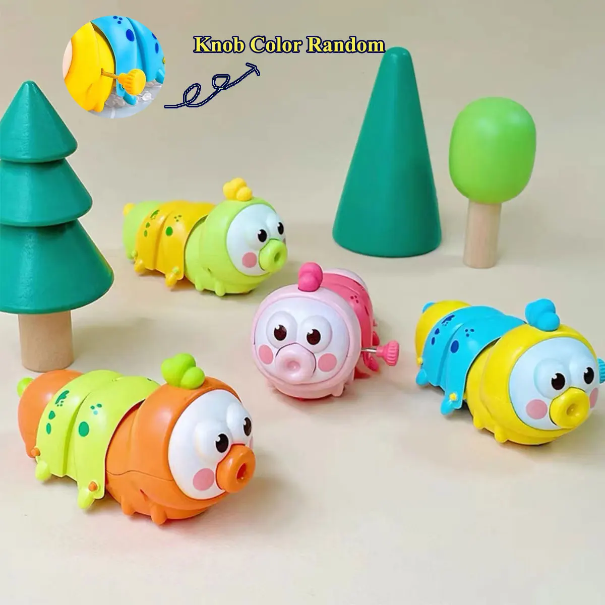 Cute Caterpillar Toy Wind Up Toys for Children Baby Sensory Slug Clockwork Animal Educational Color Shape Gift 3