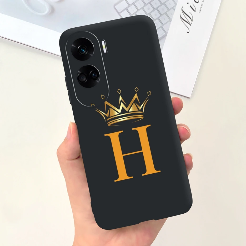 Cute Crown Letters Soft Silicone Phone Case Cover for Honor 90 Lite and Pro