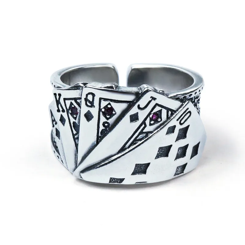 Vintage Punk Poker Card Zircon Ring Image 7