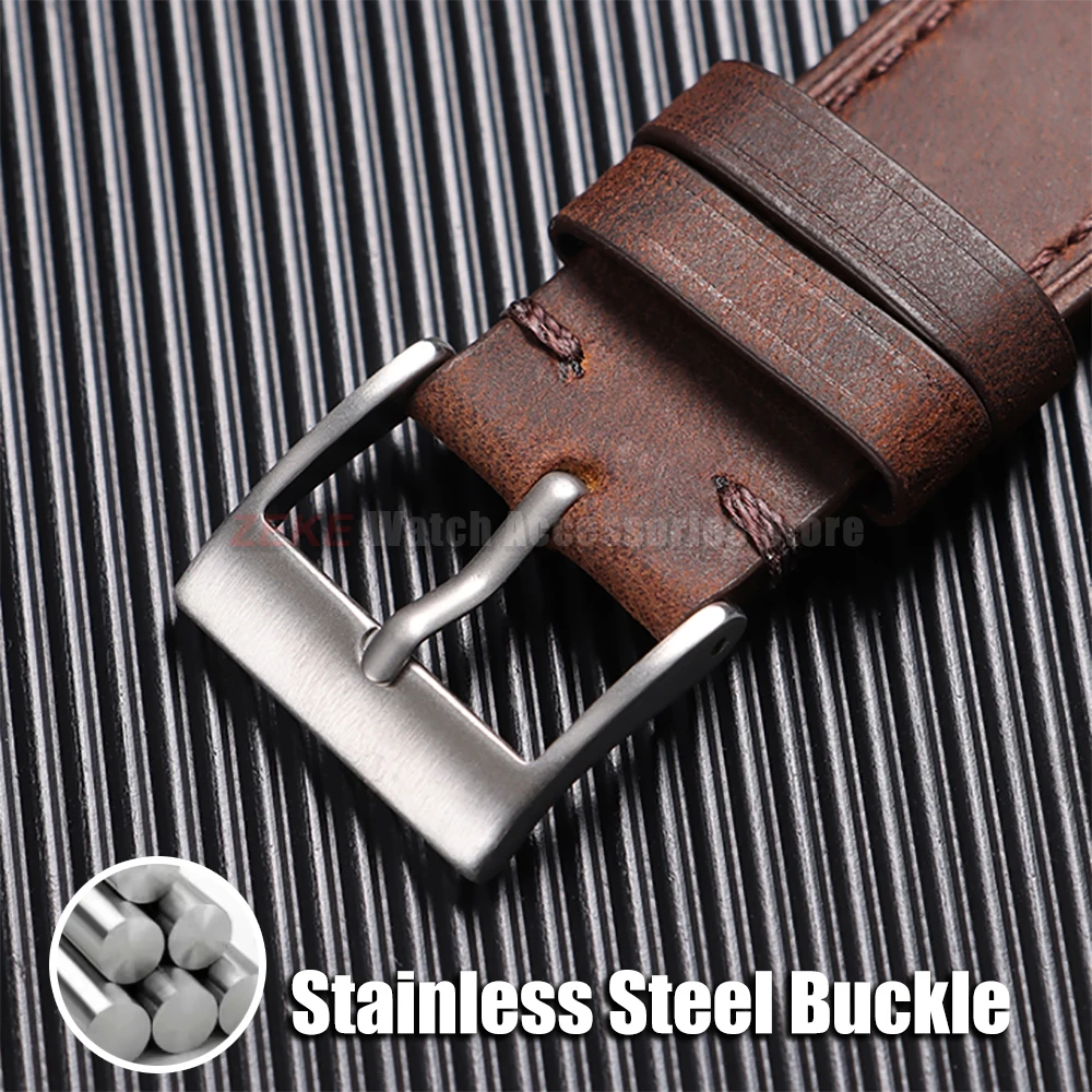 Schnellverschluss-Uhrenarmband aus Vintage-Leder mit Nähten, Rindslederarmband für Omega 18/19/20/21/22/24 mm, braunes Armband für Seiko – Detail 8