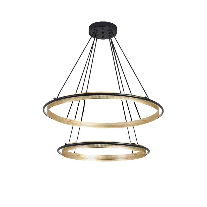 

2 Layer LED Dimmable Postmodern Aluminum Ring Chandelier Lighting Lustre Suspension Luminaire Lampen For Dinning Room