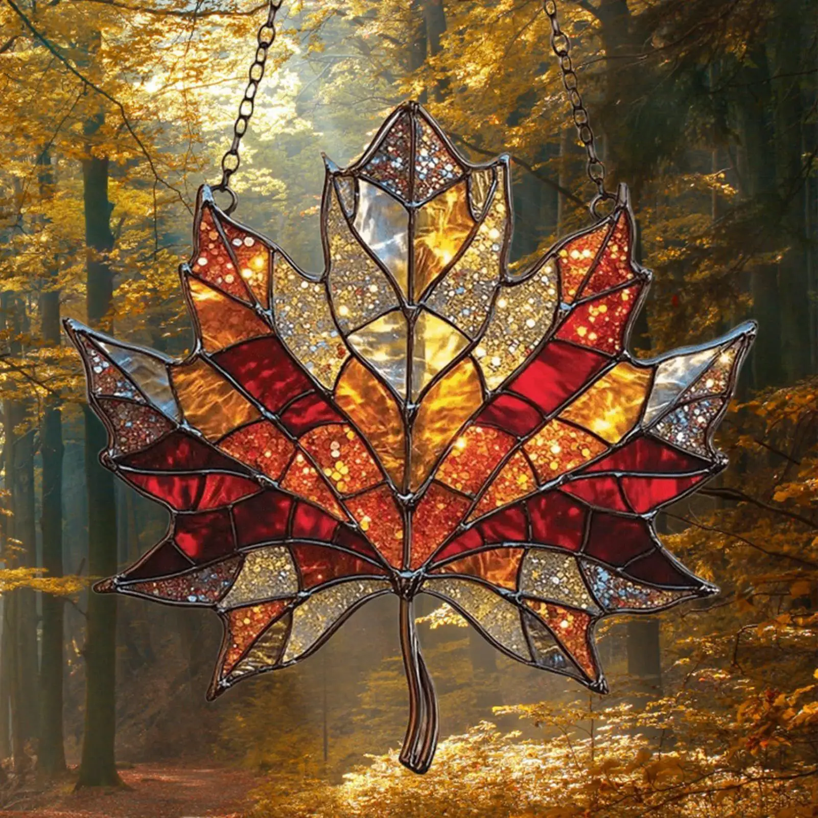 2D Autumn Maple Leaves Light Catchers For Window Acrylic Pendant Sun Catcher Aesthetic Wall Crafts Pendant For Garden Bedroom