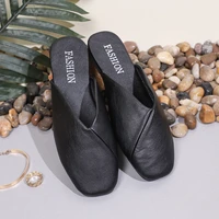 Fashion Slip on Mules Big Size 43 Flat Slippers 2024 Summer Women Flat Casual Outdoor Square Toe Shoes Ladies Slippers