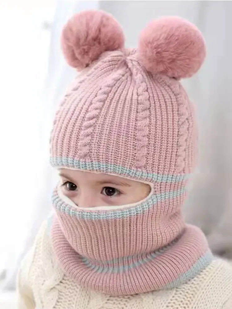 Children Hat Kids Masked Hat Winter Cartoon Little Coral Velvet Cap Plush Kids Caps Fleece Scarf BabyHat Newborn Accessories baby hat baseball cap knit hat kids bucket hat kids sun hat sleeping hat