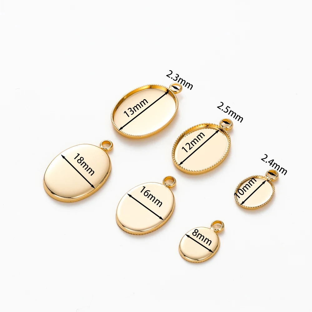 10 Teile/los 14K 18K Gold Überzogene Cabochon Mit Loch Anhänger Basis Blank Tray Lünette DIY Handgemachte Anhänger Schmuck, der Entdeckungen – Detail 1