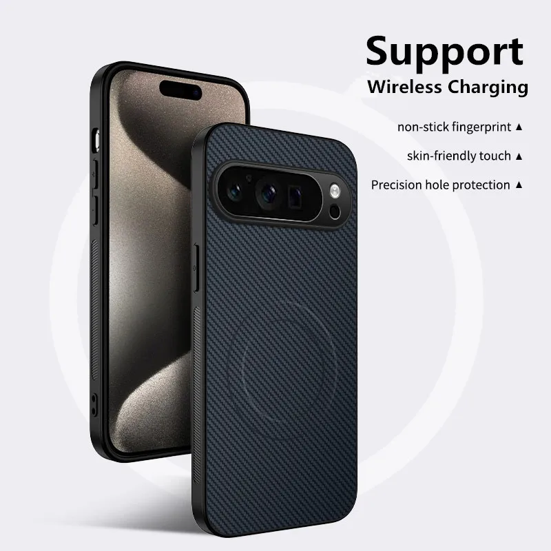 Luxury Carbon Fiber Slim Shockproof Phone Case with Protective Lens Cover