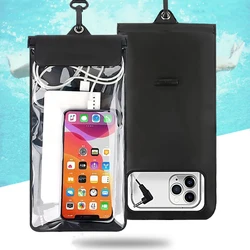 Large Size Phone Waterproof Bag with Headphone Cable Rainproof Touchscreen Phone Case Transparent Water Sport Swimming Phone Bag