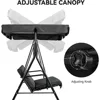 Patio Porch Swing for Adults, 3 Seat Porch Swings with Adjustable Canopy Outside Swing Bench with Removable Cushion, Suitable 3
