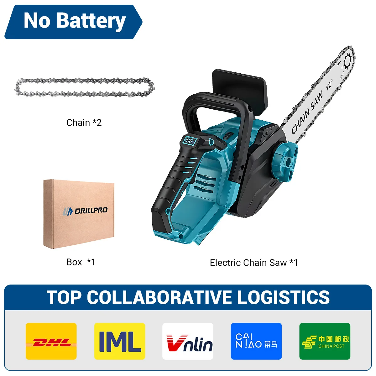 Drillpro Brushless Electric Chainsaw Oil Adjustment Woodworking Power Tool Graden 12Inch Cordless Chainsaw for Makita Battery 6