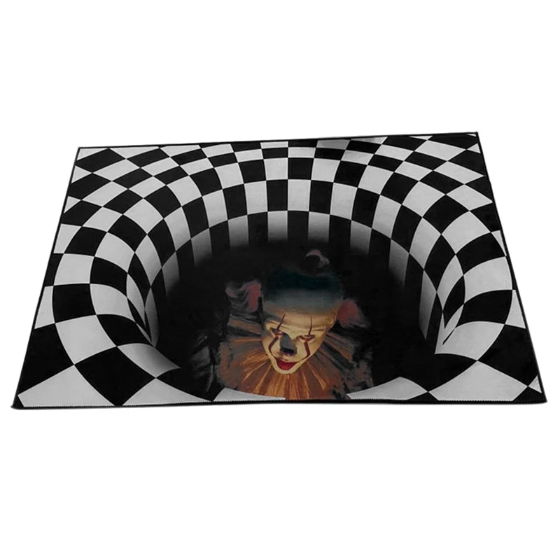 

New Clown Trap Visual Carpet Living Room Bedroom Floor Mat 3D Halloween Carpet Sewer Manhole Cover Clown Horror Home Carpet