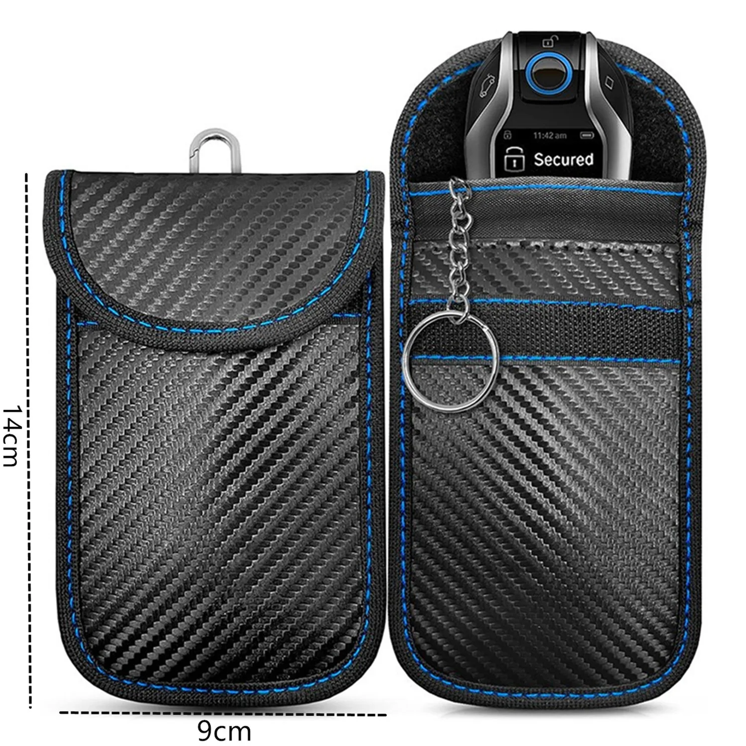 Carbon Fiber RFID Shielding Faraday Key Pouch - Anti-Theft, Anti-Induction, Neutral Style