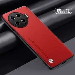 Luxury Shockproof PU - Leather Case with Fiber Texture for Smartphones (6.78 inch) (Red)