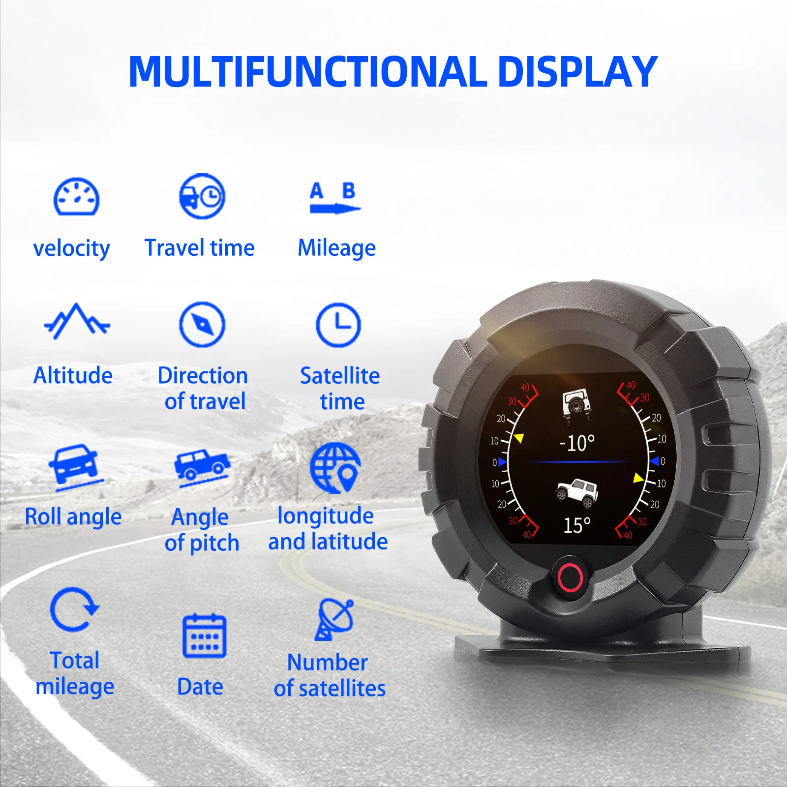 

HD X95 GPS Head Up Display Car OBD for HUD Horizontal Slope Meter Inclinometer Speedometer Compass Tilt Angle Altitude Latitude