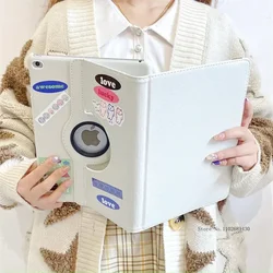 Premium 360 Rotating Tablet Case with Decorative Sticker for iPad mini 4 5 (White with Sticker)