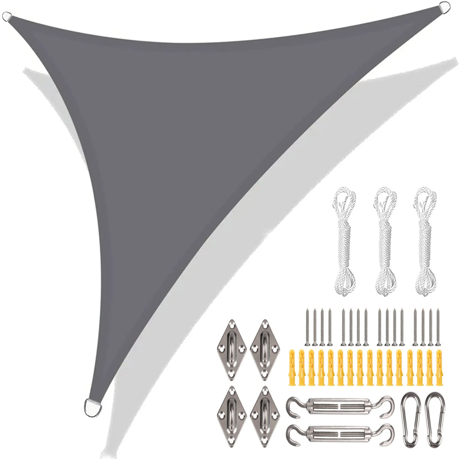 Waterproof Grey & Black Triangle Sun Shade Sail Canopy – 98% UV Block Outdoor Shelter