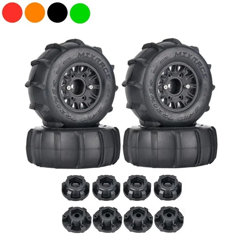4 Stück 116 mm 1/8 1/10 Short Course Truck Sandreifen mit 12 mm 14 mm 17 mm Radsechskant für Traxxas Slash ARRMA SENTON Vkar SCTX10 RC Auto