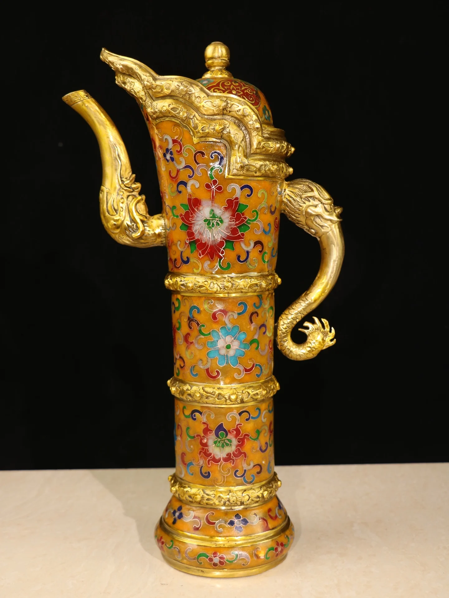 

Коллекция тибетских храмов 15 дюймов, старое искусственное украшение с текстурой дракона, чайник с ручкой дракона, скрытый горшок, украшение для городского дома
