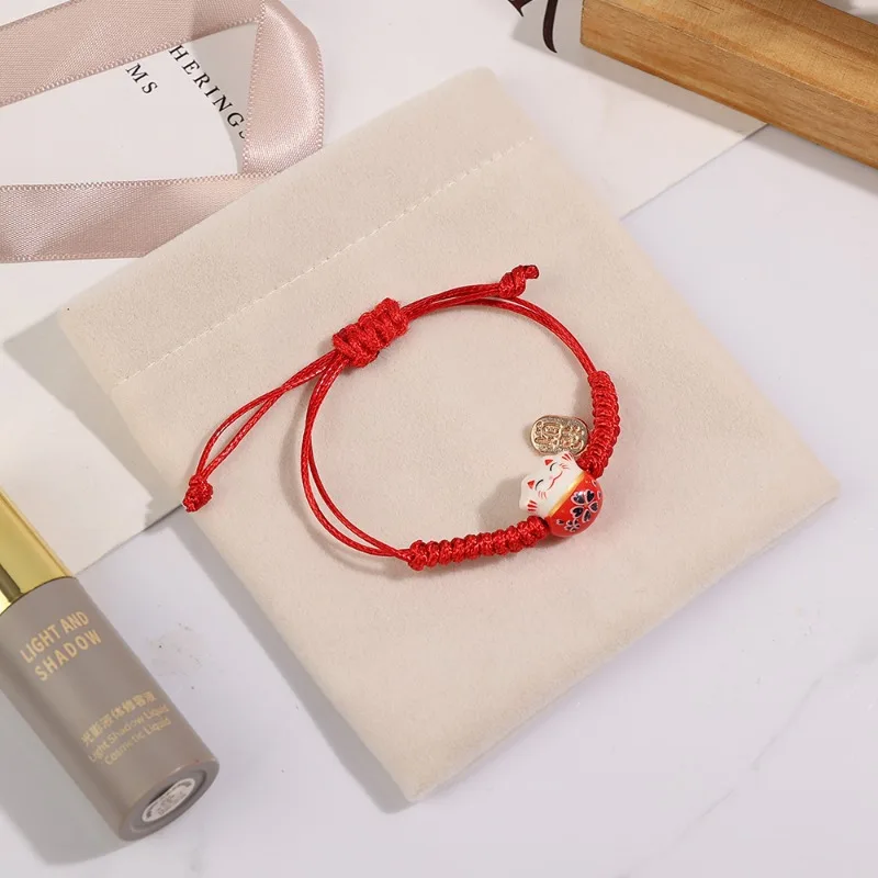 Beige Bow Velvet Jewelry Drawstring Bags Girls Small Gift Package Women Ribbon Pouch Necklace Bracelet Earrings Storage Parcel