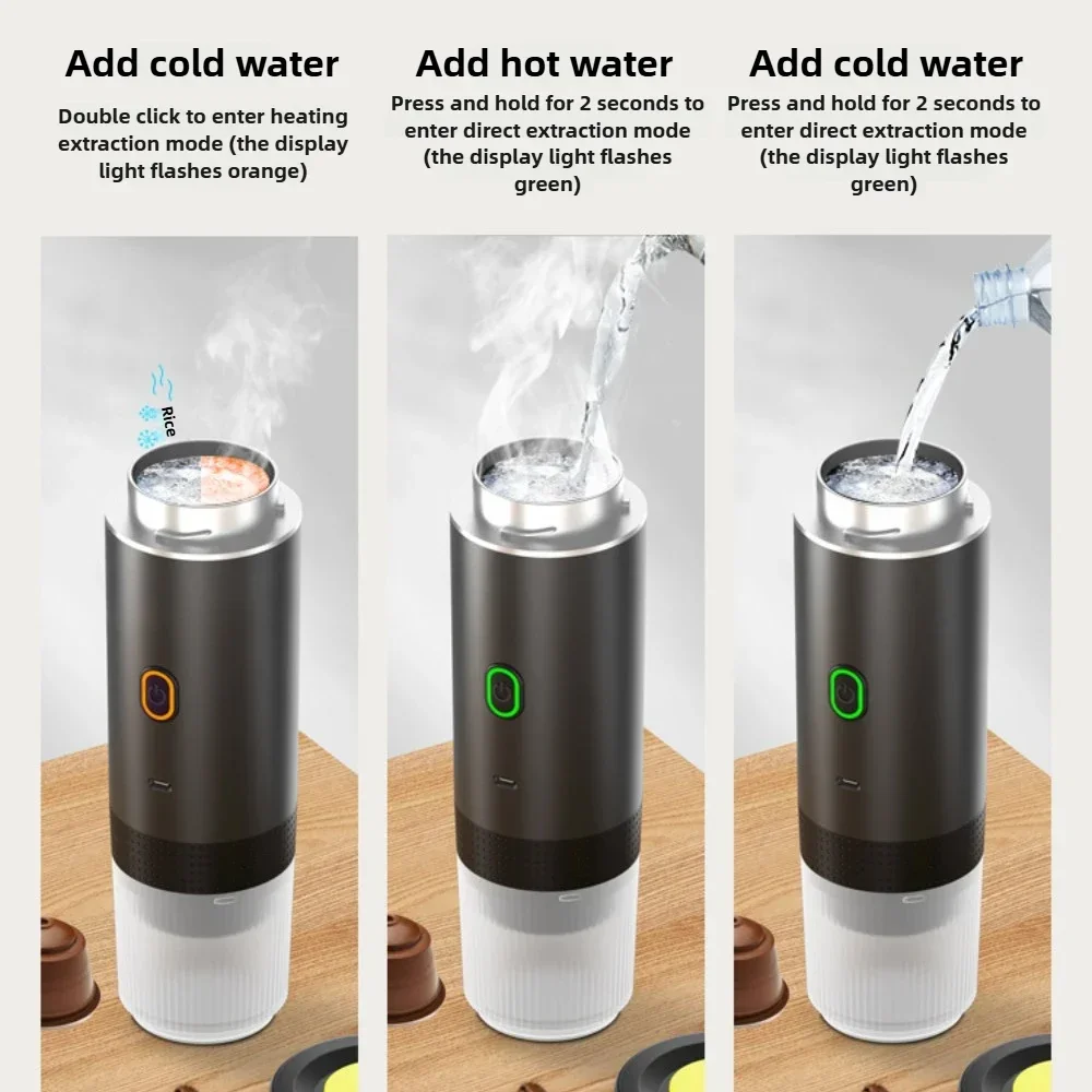 Wireless Electric Portable Espresso Coffee Machine for Car & Home Camping Coffee Maker 3-in-1 Capsule Powder Travel Maker