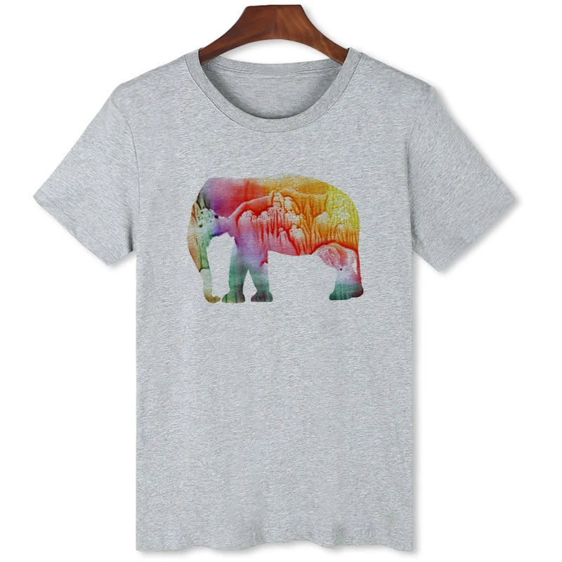 

Hand-painted Elephant Art Print T-shirt Men's handsome African shirt short sleeve Hot casual brand Tshirt B1-32
