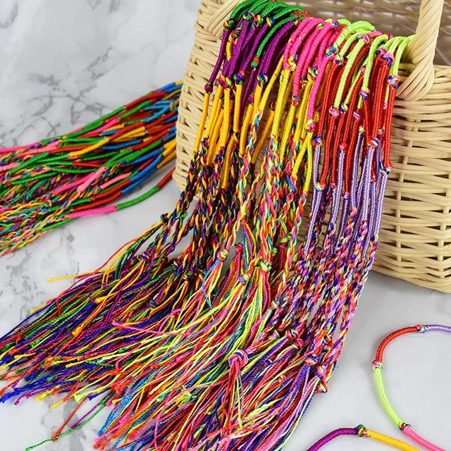 10/20pcs Random Colorful Rope Rainbow Color Mix Braid Tassel Bracelet Girls  Jewelry Gift DIY Charm Handmade Braided Woven Rope - AliExpress